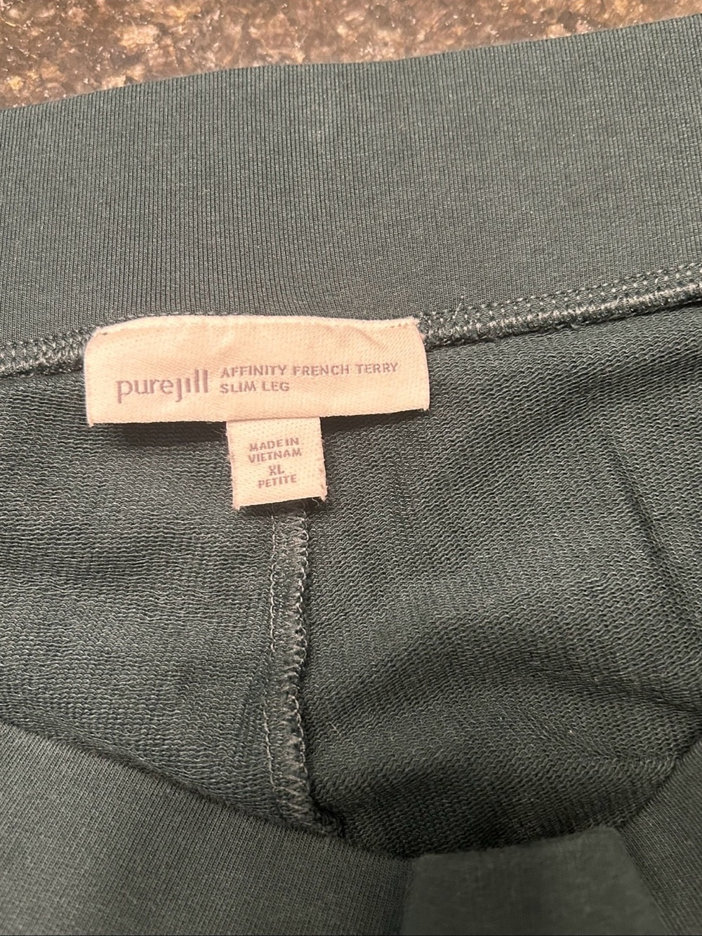 Pure Jill Affinity French Terry Slim Leg Pants XL Petite Dark Teal Pima Cotton - Picture 6 of 11